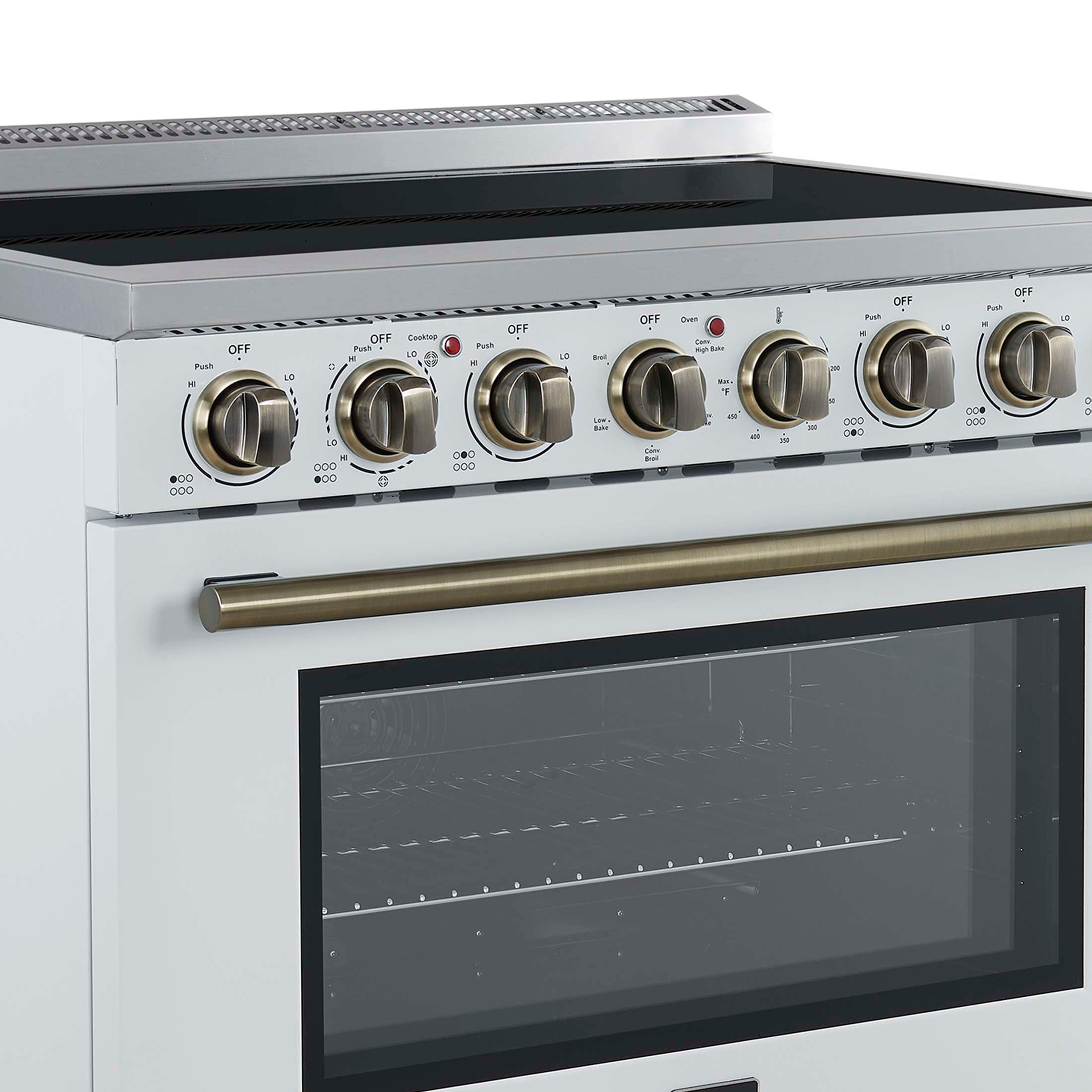 Forno Paolo 36 Inch White Freestanding Electric Range, Stainless Steel, 5.44 cu.ft, True Convection Oven, Energy Efficient