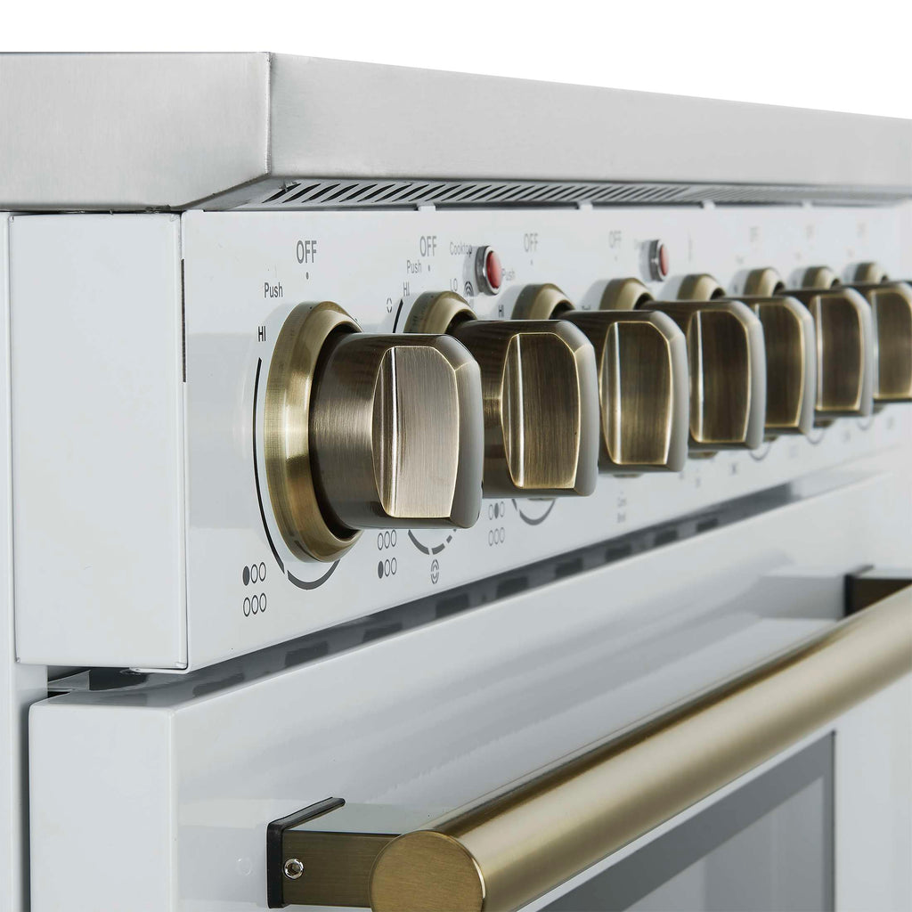 Forno Paolo 36 Inch White Freestanding Electric Range, Stainless Steel, 5.44 cu.ft, True Convection Oven, Energy Efficient
