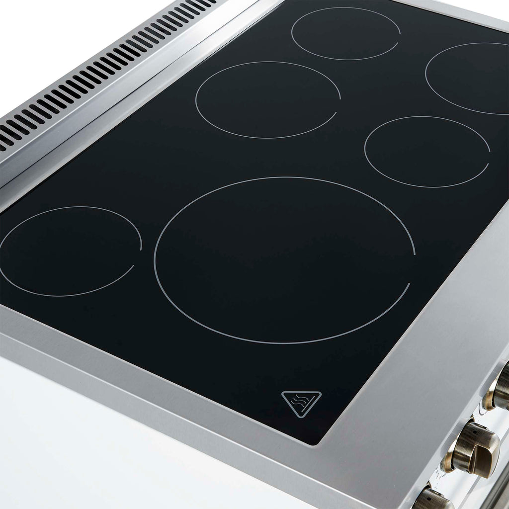Forno Paolo 36 Inch White Freestanding Electric Range, Stainless Steel, 5.44 cu.ft, True Convection Oven, Energy Efficient