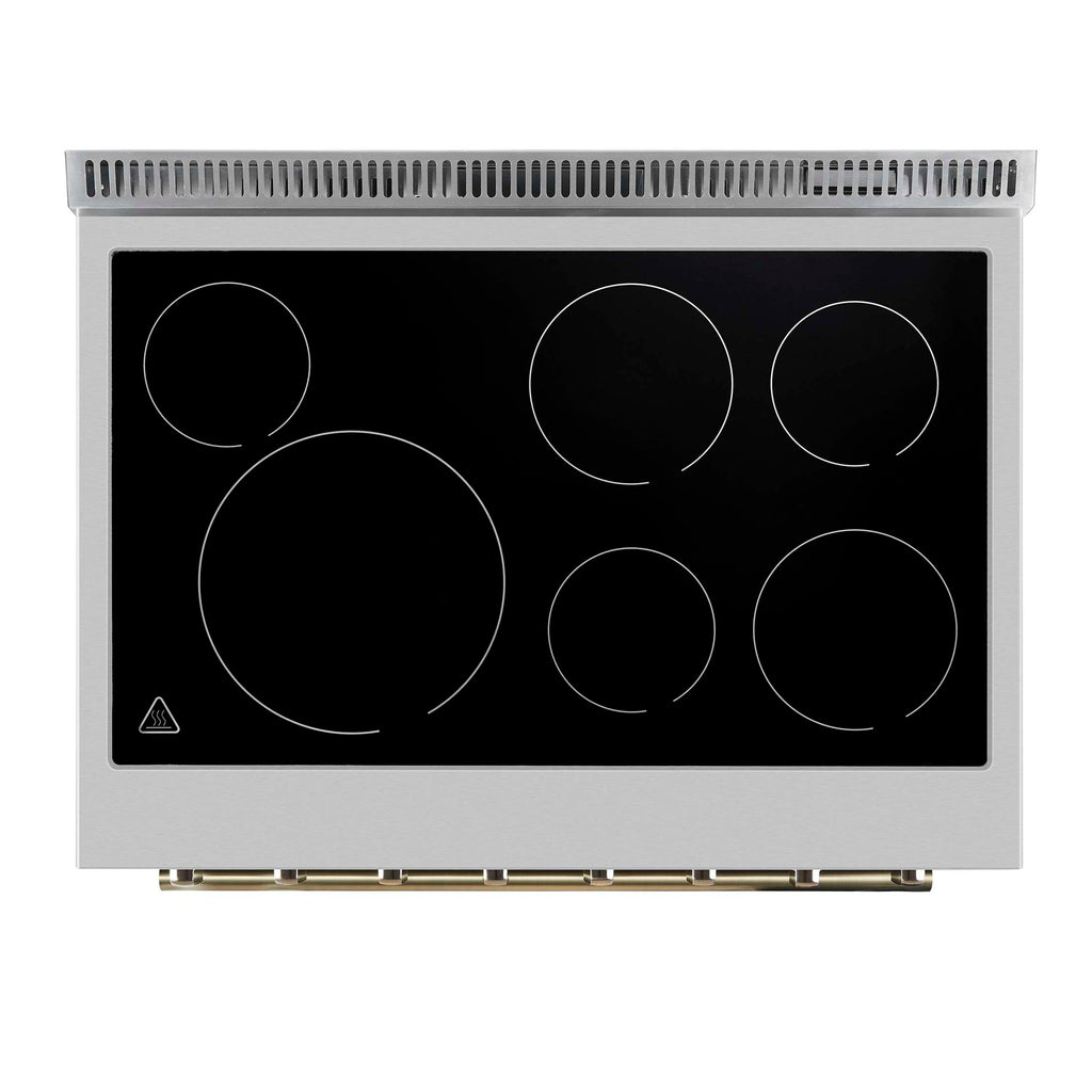 Forno Paolo 36 Inch White Freestanding Electric Range, Stainless Steel, 5.44 cu.ft, True Convection Oven, Energy Efficient