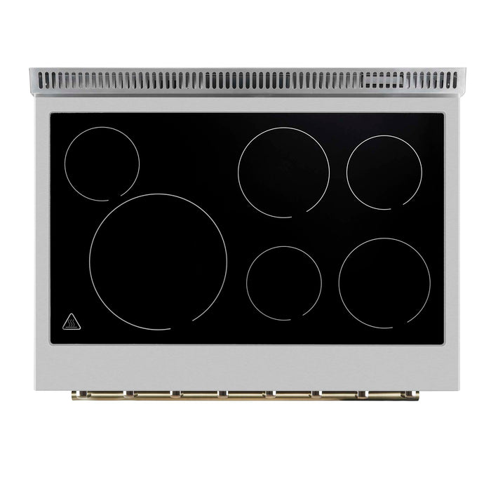 Forno Paolo 36 Inch White Freestanding Electric Range, Stainless Steel, 5.44 cu.ft, True Convection Oven, Energy Efficient