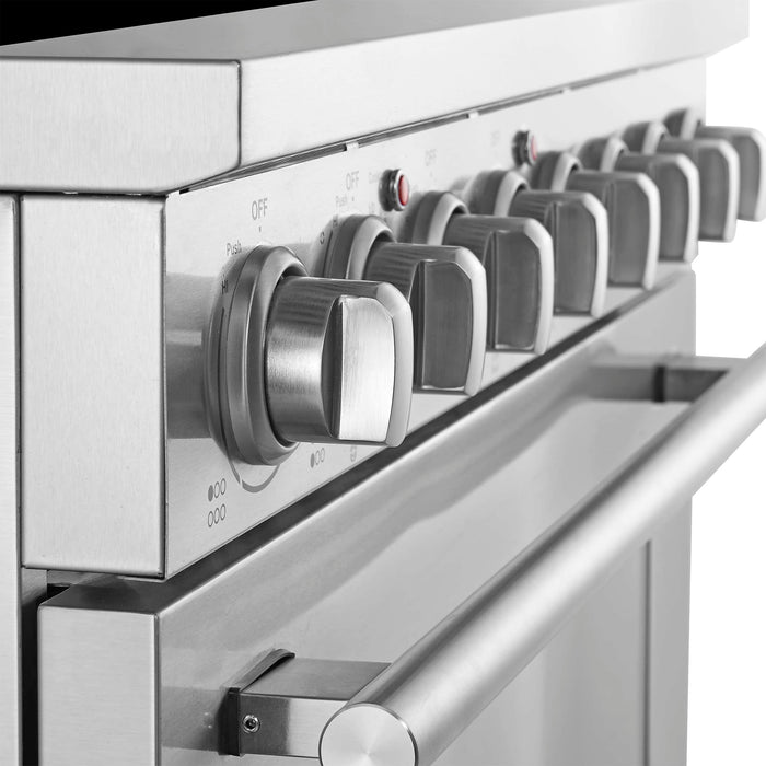 Forno Paolo 36 Inch Freestanding Electric Range, Stainless Steel, 5.44 cu.ft, True Convection Oven, Energy Efficient
