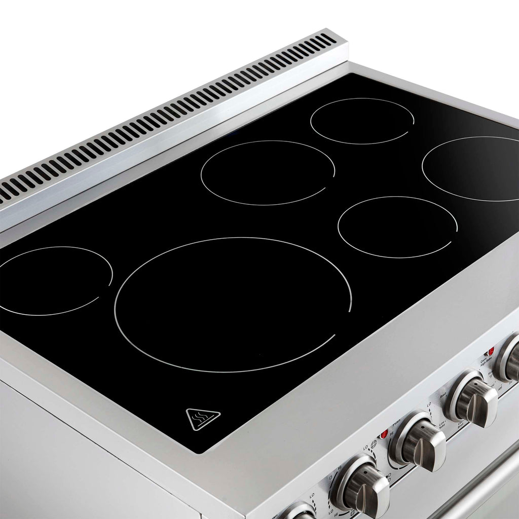 Forno Paolo 36 Inch Freestanding Electric Range, Stainless Steel, 5.44 cu.ft, True Convection Oven, Energy Efficient