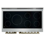Forno Paolo 48 Inch Freestanding Electric Range in Black with Antique Brass, 6.7 cu.ft, True Convection Oven, Energy Efficient