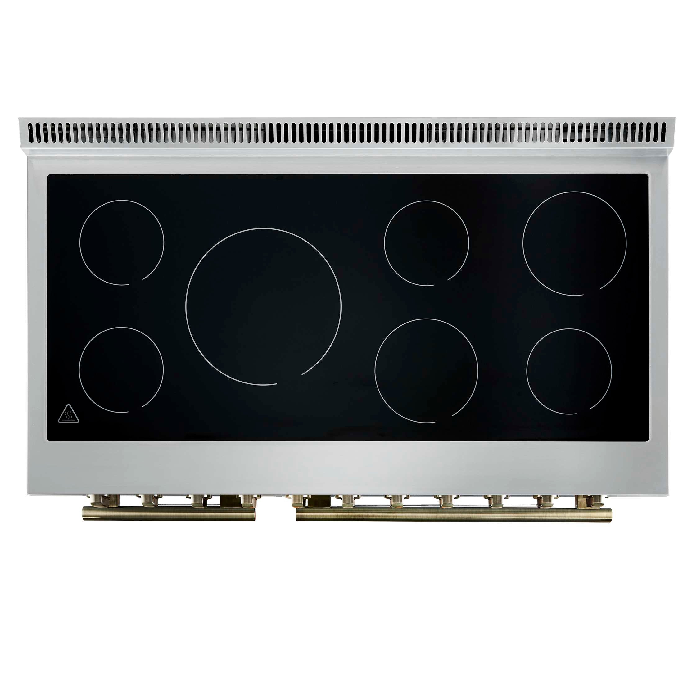 Forno Paolo 48 Inch Freestanding Electric Range in Black with Antique Brass, 6.7 cu.ft, True Convection Oven, Energy Efficient
