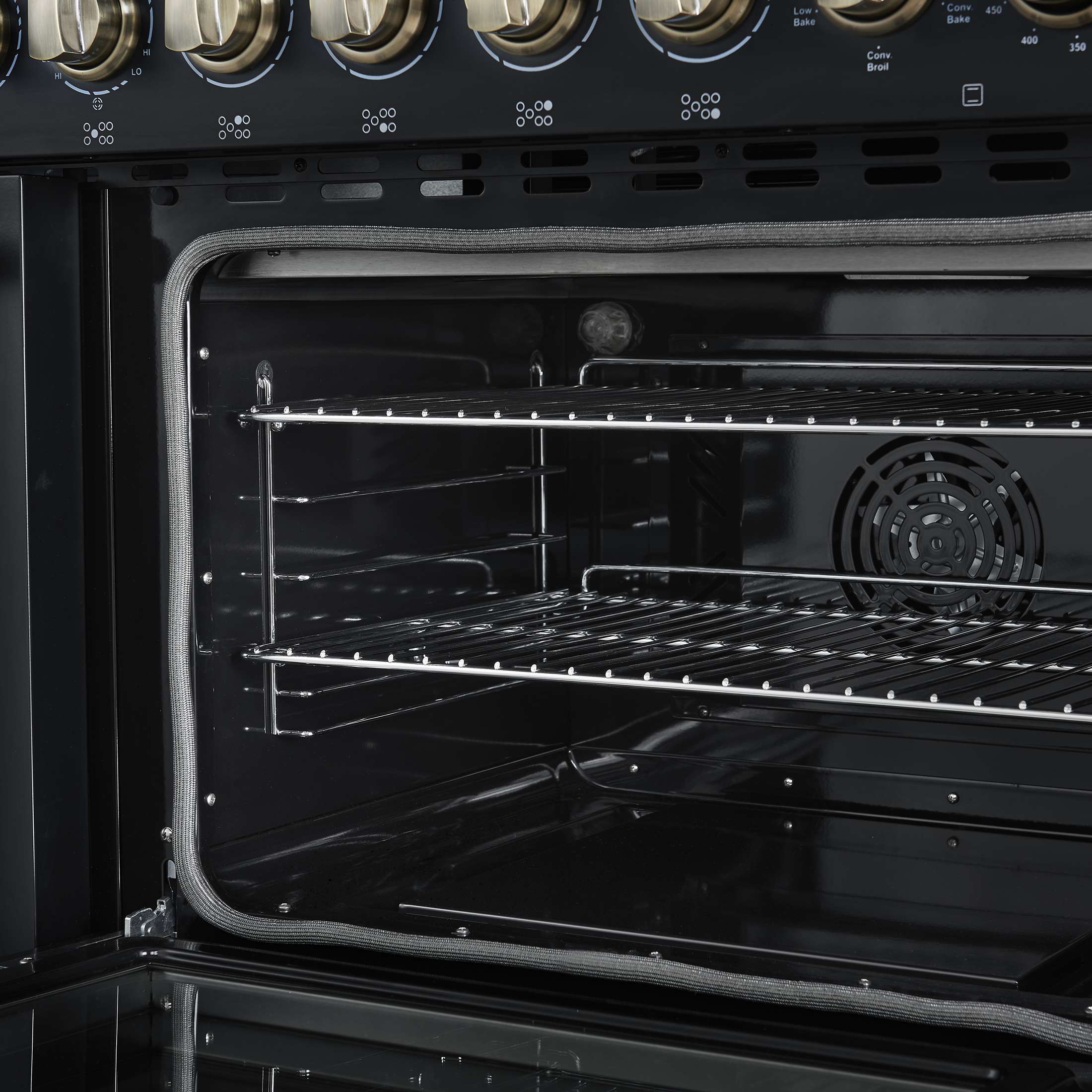Forno Paolo 48 Inch Freestanding Electric Range in Black with Antique Brass, 6.7 cu.ft, True Convection Oven, Energy Efficient