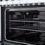 Forno Paolo 48 Inch Freestanding Electric Range in White with Antique Brass, 6.7 cu.ft, True Convection Oven, Energy Efficient
