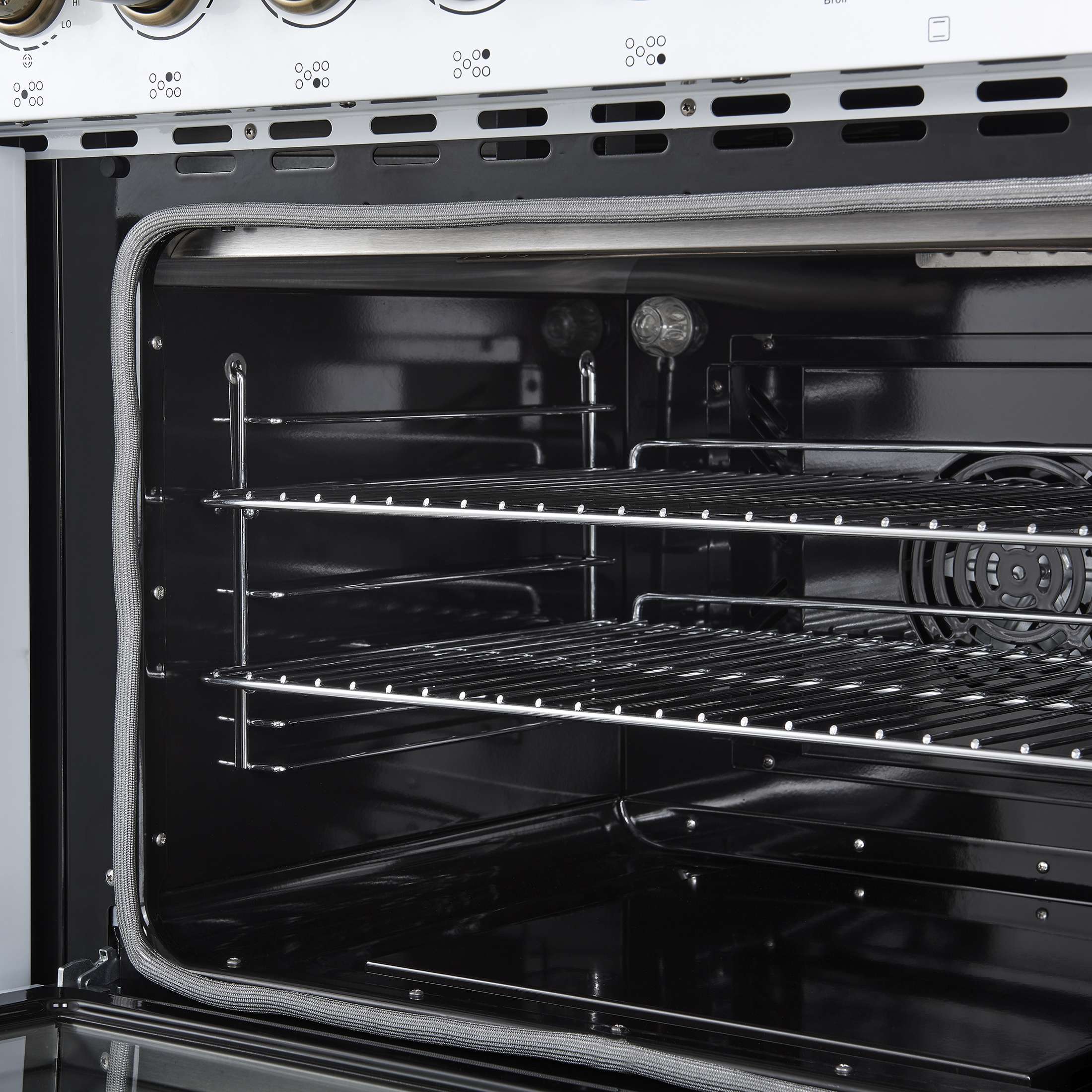 Forno Paolo 48 Inch Freestanding Electric Range in White with Antique Brass, 6.7 cu.ft, True Convection Oven, Energy Efficient