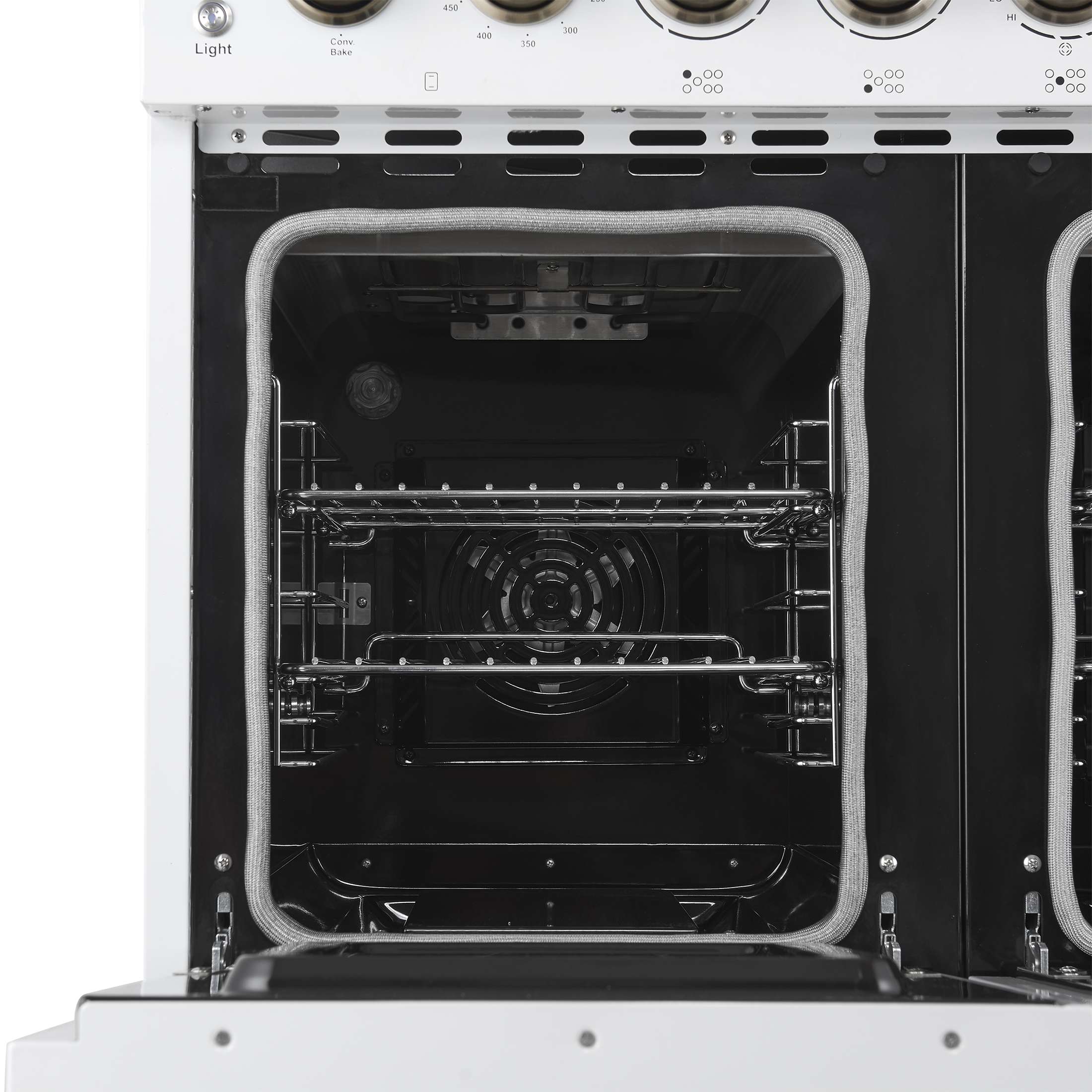 Forno Paolo 48 Inch Freestanding Electric Range in White with Antique Brass, 6.7 cu.ft, True Convection Oven, Energy Efficient