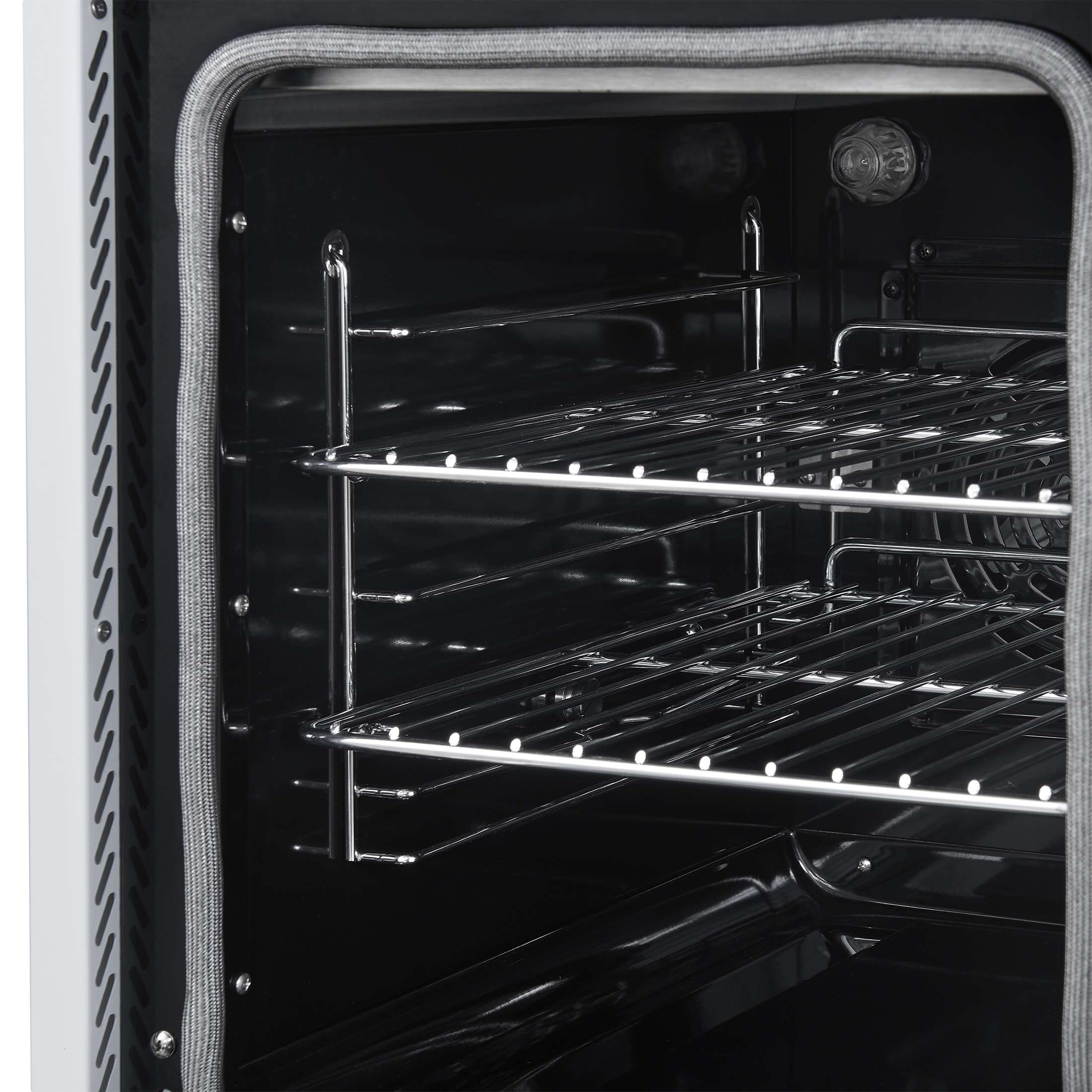 Forno Paolo 48 Inch Freestanding Electric Range in White with Antique Brass, 6.7 cu.ft, True Convection Oven, Energy Efficient