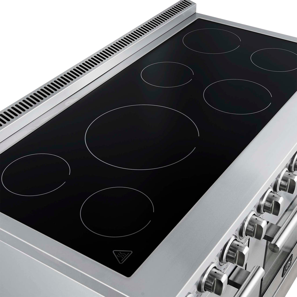 Forno Paolo 48 Inch Freestanding Electric Range, Stainless Steel, 6.7 cu.ft, True Convection Oven, Energy Efficient