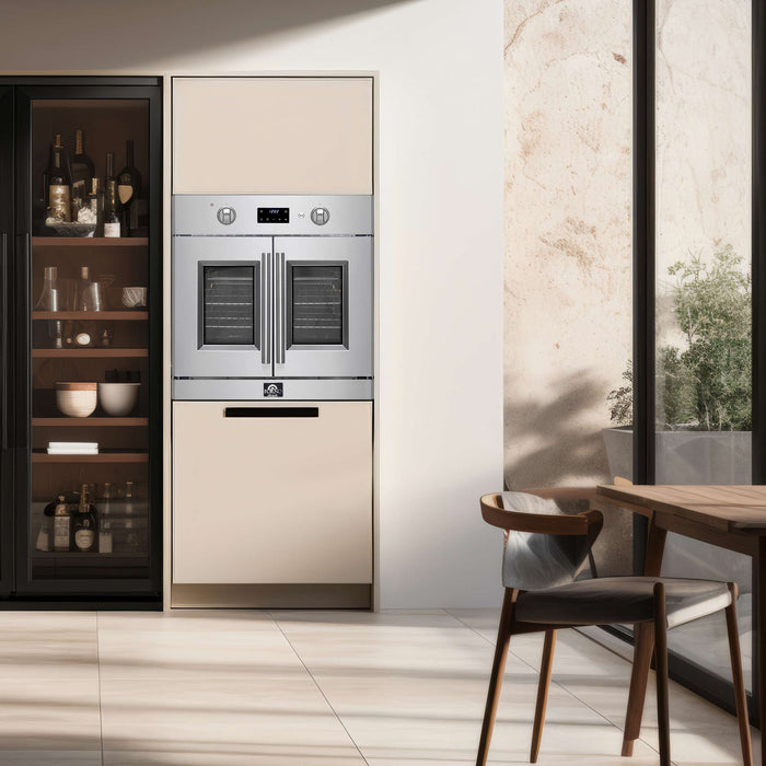 Forno Asti 30-Inch French Door Electric Wall Oven in Stainless Steel, 3.68 cu. ft. True Convection, 3,600W, Air Fry, Sous Vide, Self-Clean