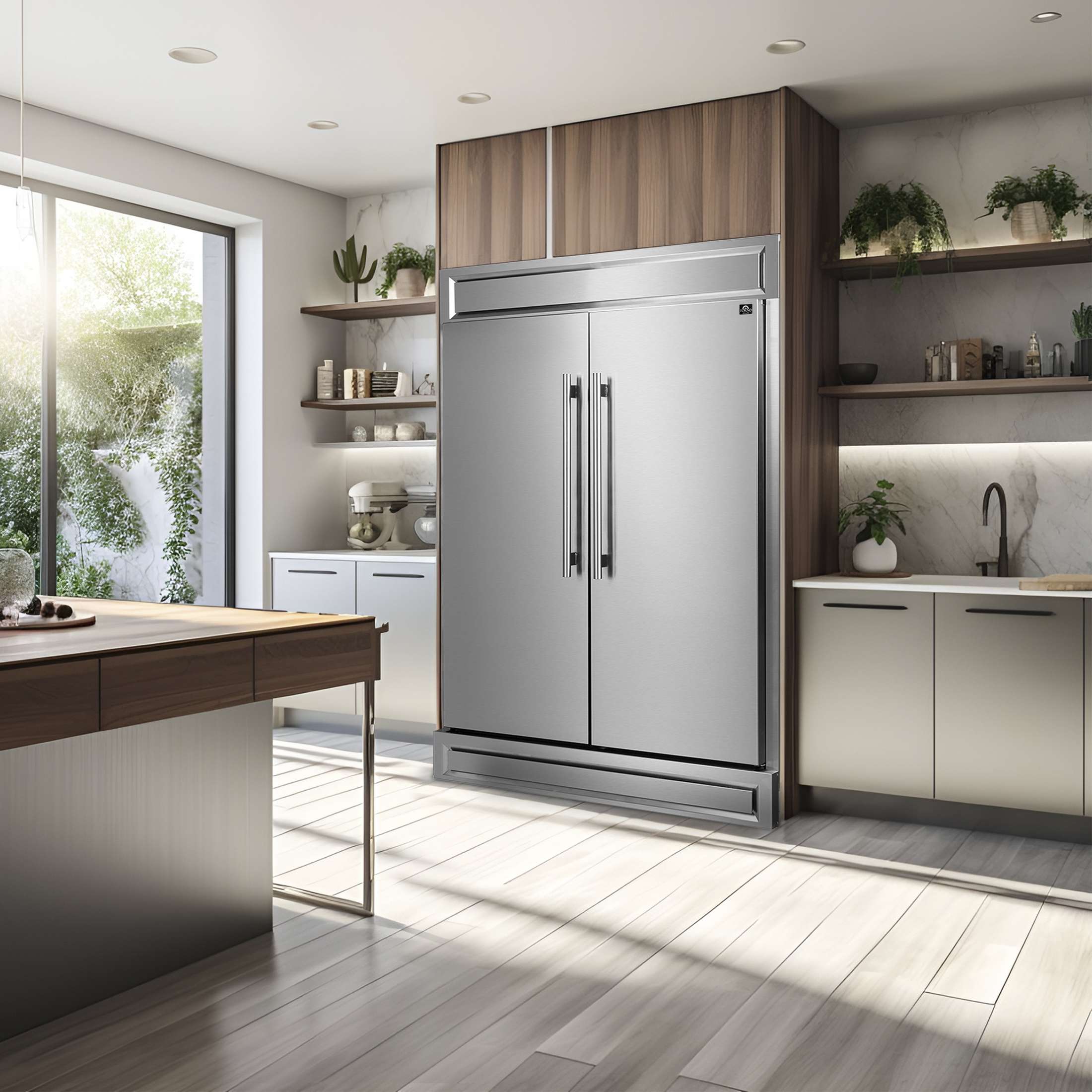 FORNO Premium 2-Piece Kitchen Bundle - Capriasca 48" Stainless Steel Range, Forno Maderno 2-28 " Wide Units with Decorative Trim - FBDL-019-06CAUS