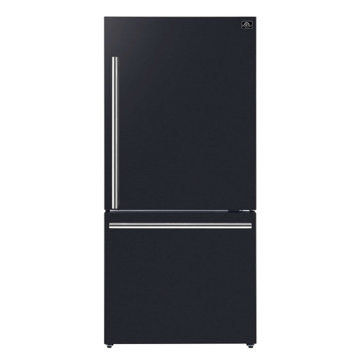 Forno Milano Espresso 31-Inch Bottom Freezer Refrigerator, Black, 17.2 cu.ft Capacity, Energy Efficient