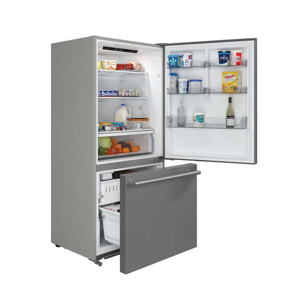Forno Milano 2-Piece 62-Inch Freestanding Dual Bottom Freezer Refrigerator, Stainless Steel – 34.4 cu.ft, Touch Control, Ice Maker