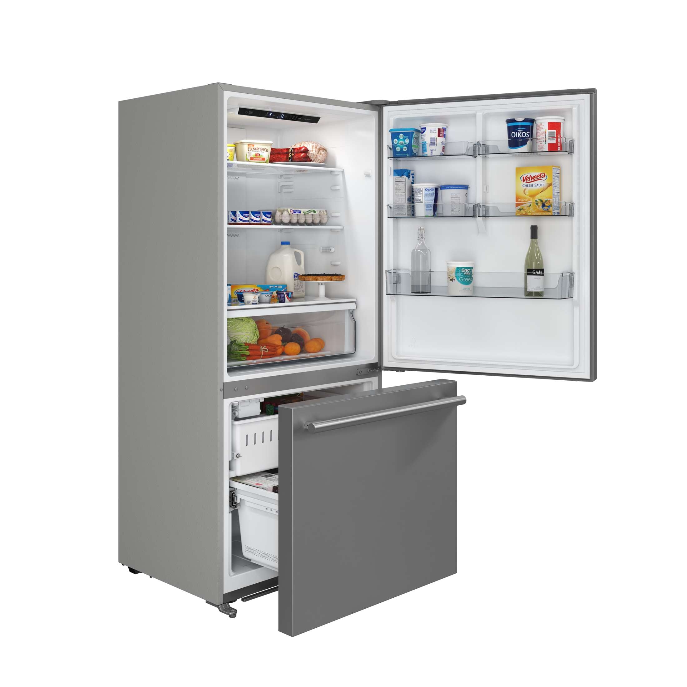 Forno Milano 2-Piece 62-Inch Freestanding Dual Bottom Freezer Refrigerator, Stainless Steel – 34.4 cu.ft, Touch Control, Ice Maker