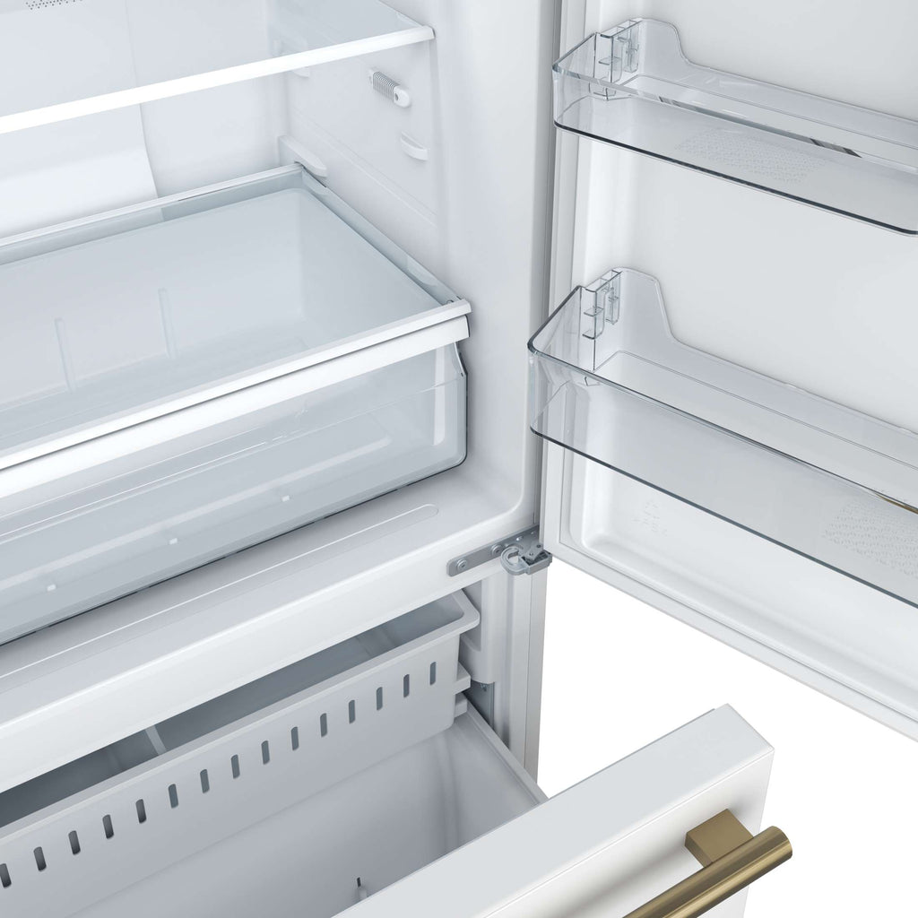 Forno Milano 2-Piece 62-Inch Freestanding Dual Bottom Freezer Refrigerator, White – 34.4 cu.ft, Touch Control, Ice Maker
