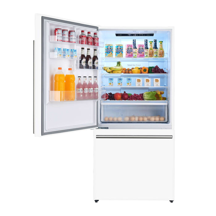 Forno Milano Espresso 31-Inch White French Door Refrigerator, Bottom Freezer, 17.2 Cu. Ft., Energy-Efficient, No Frost, Built-In Ice Maker