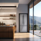 Forno Gallipoli 30-Inch French Door Refrigerator with Bottom Freezer, 17.5 cu.ft Capacity, Stainless Steel, No Frost Technology, Built-In Ice Maker, Energy Efficient