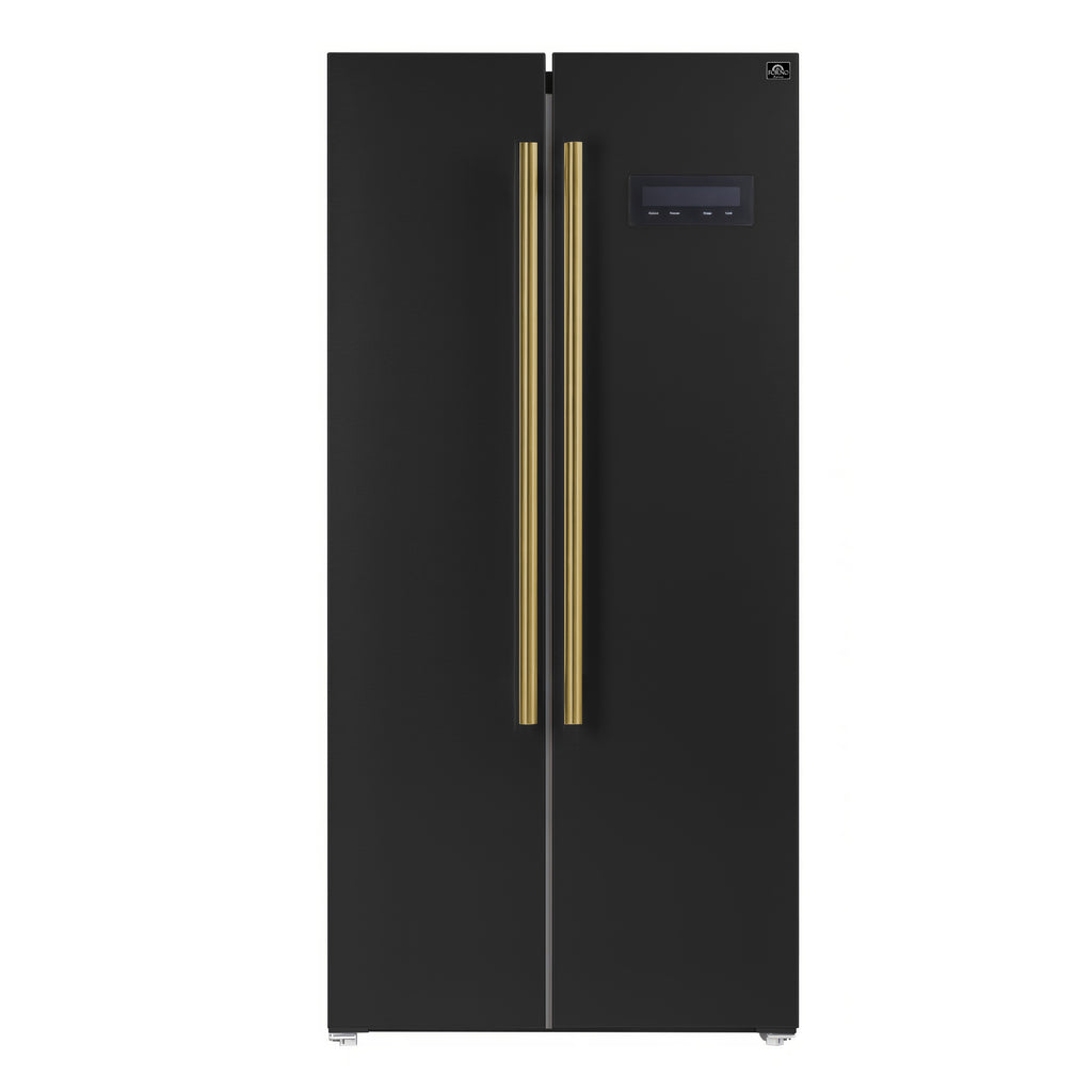 Forno Salerno Espresso 33-Inch Black Side-by-Side Refrigerator, 15.6 Cu. Ft., Energy-Efficient, No Frost, Modern Design