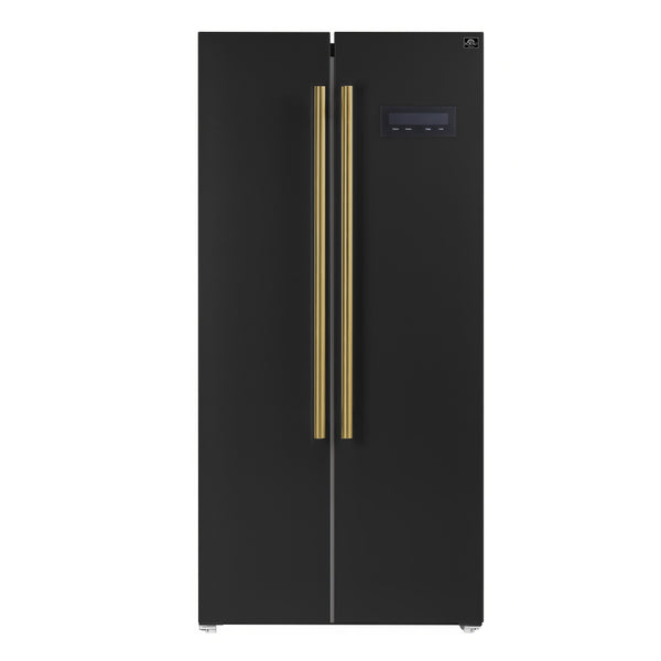 Forno Salerno Espresso 33-Inch Black Side-by-Side Refrigerator, 15.6 Cu. Ft., Energy-Efficient, No Frost, Modern Design