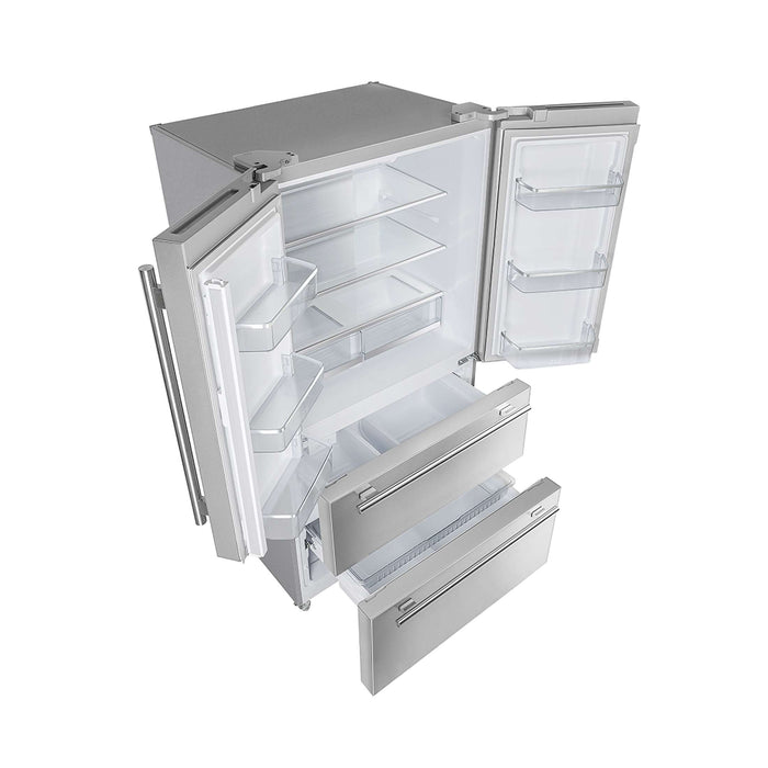 FORNO Premium 3-Piece Kitchen Bundle - Galiano 36" Dual Fuel Range, 36" French Door Refrigerator, 24" Built-In Dishwasher - FBDL-004-02CAUS