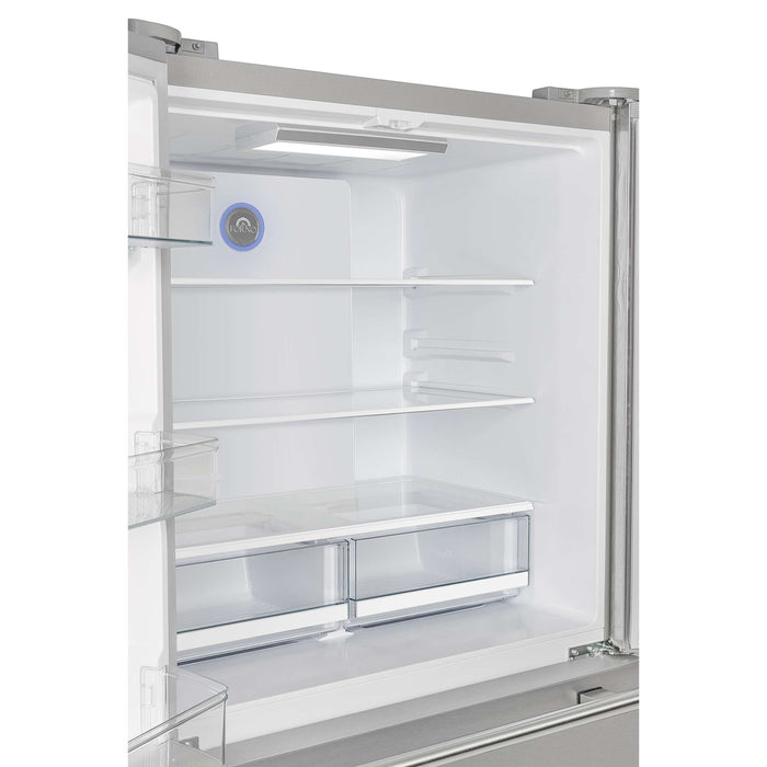 Forno Moena 40-Inch French Door Refrigerator, Stainless Steel, 19.2 cu.ft, Modern Decorative Grill, ENERGY STAR Certified