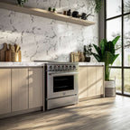 Forno Paolo 30-Inch Freestanding Electric Range, Stainless Steel, 4.38 cu.ft, True Convection Oven, Energy Efficient