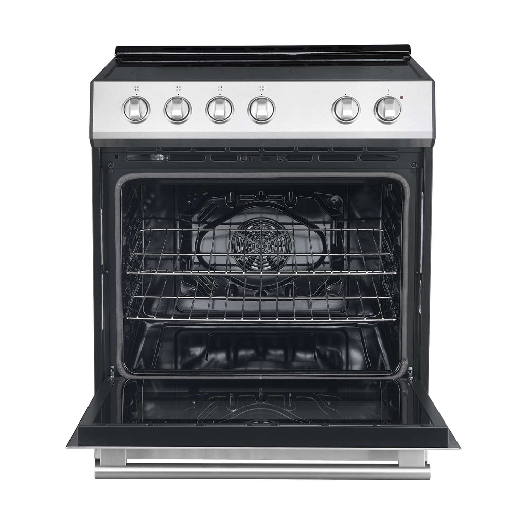 FORNO Premium 3-Piece Kitchen Bundle - Leonardo Espresso 30" Stainless Steel Range, 31" Stainless Steel Bottom Freezer Refrigerator, 24" Stainless Steel Dishwasher - FBDL-007-01US