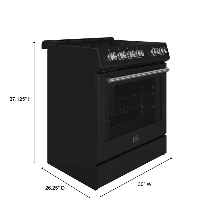 Forno Leonardo Espresso 30-Inch Black Electric Range, True Convection, Energy Efficient