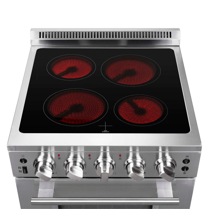 FORNO Loiano 24-Inch Freestanding Electric Range Stainless Steel, 4 Elements 6,000W, 2.3 cu.ft. with Storage Drawer