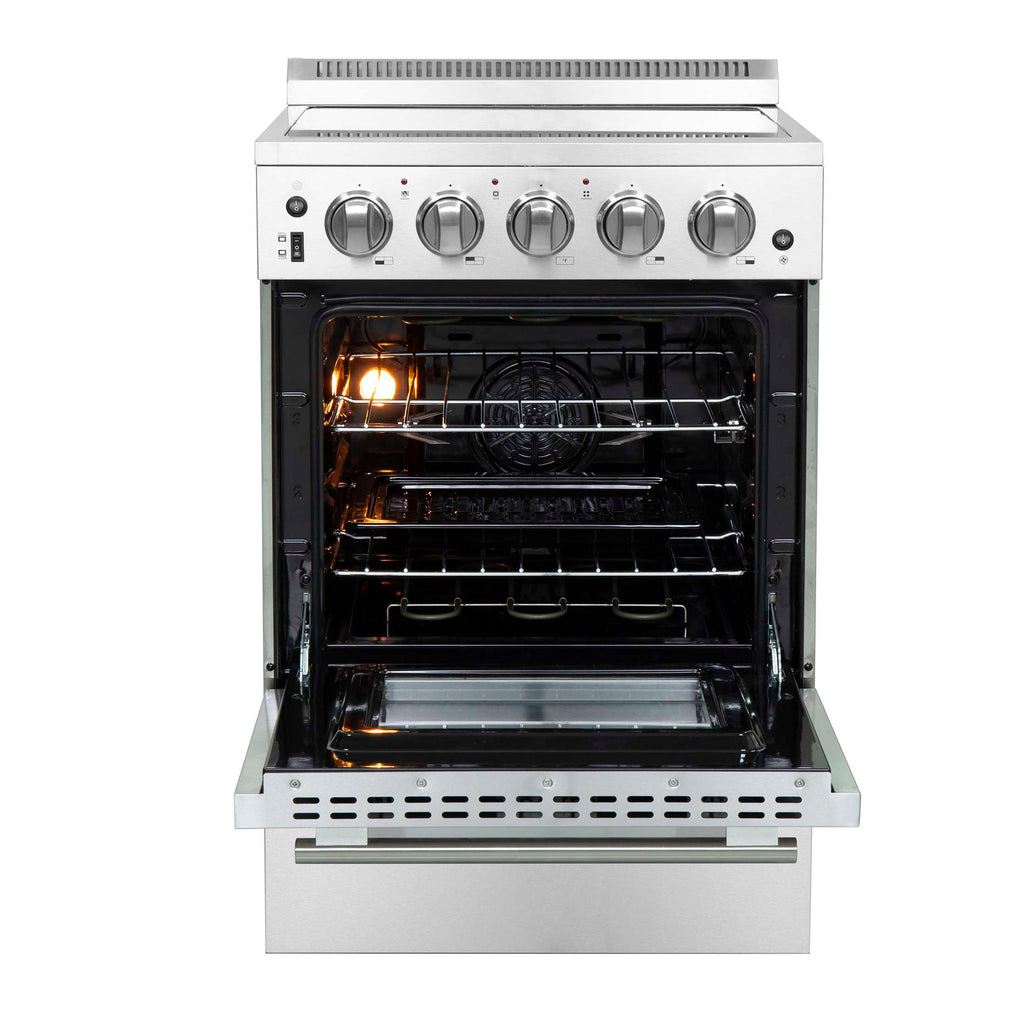 Forno Loiano 24 Inch Freestanding Electric Range Stainless Steel with Storage Drawer