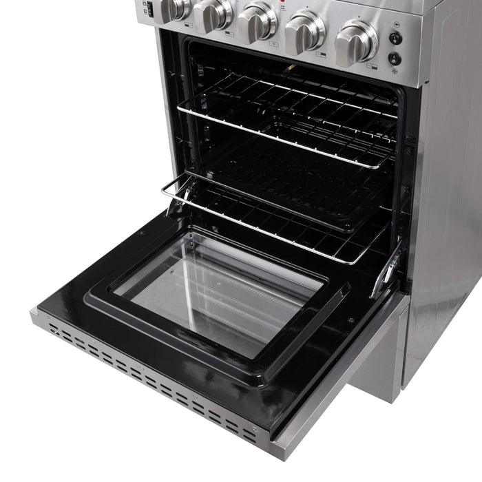 FORNO Loiano 24-Inch Freestanding Electric Range Stainless Steel, 4 Elements 6,000W, 2.3 cu.ft. with Storage Drawer