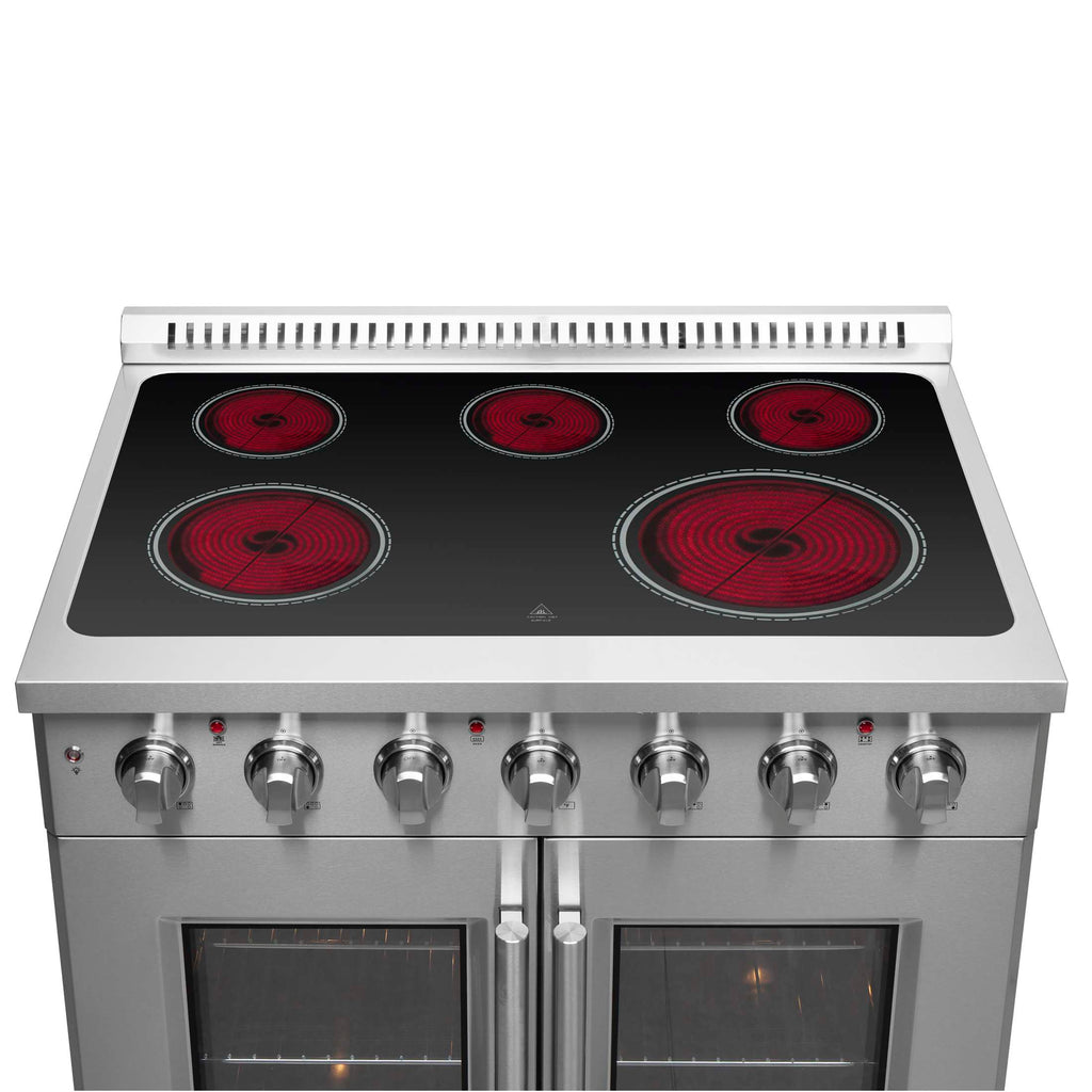Forno Galiano 36-Inch Freestanding French Door Electric Range, True Convection, Energy Efficient