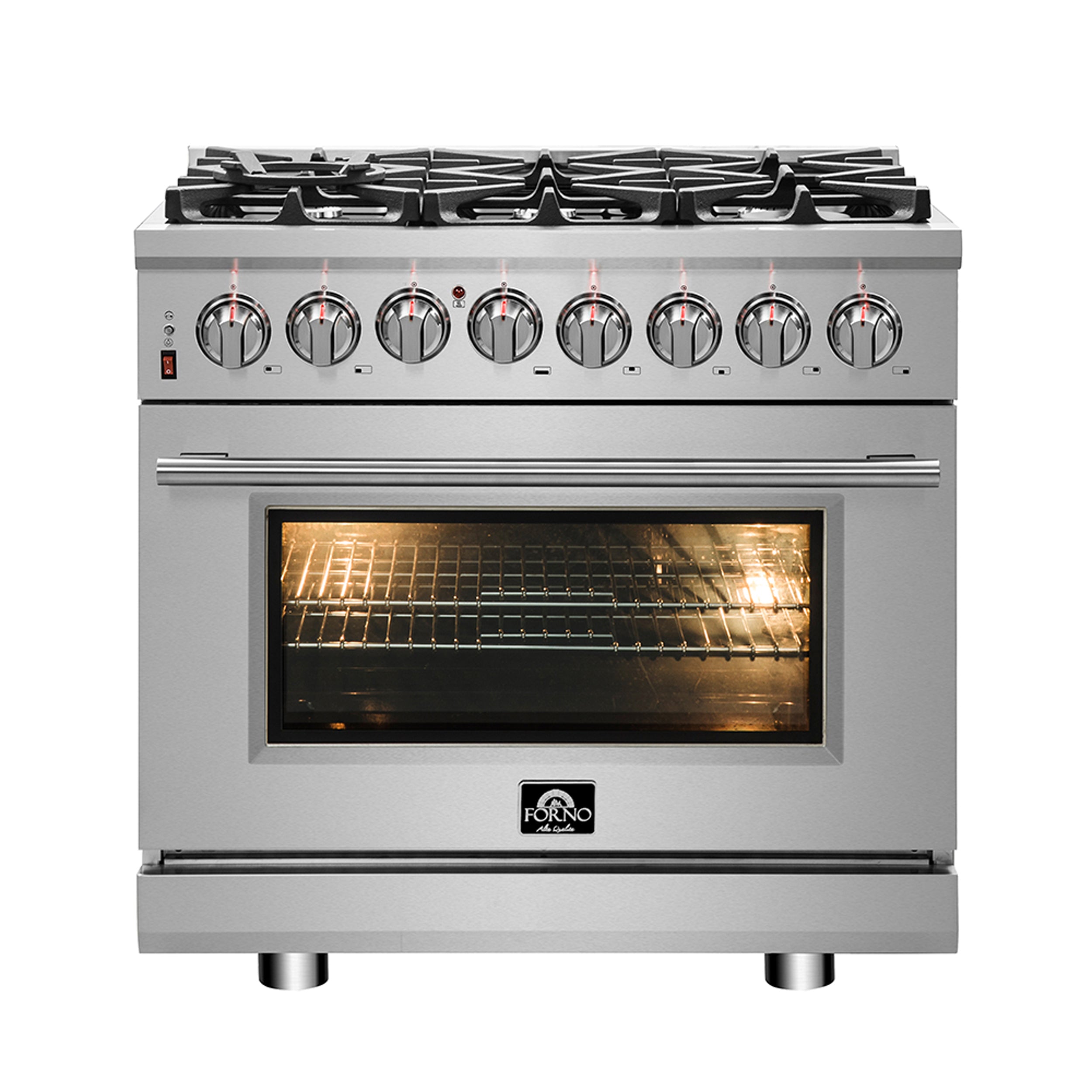 Forno Massimo 36-Inch Freestanding Dual Fuel Range, 6 Burners, Double ...