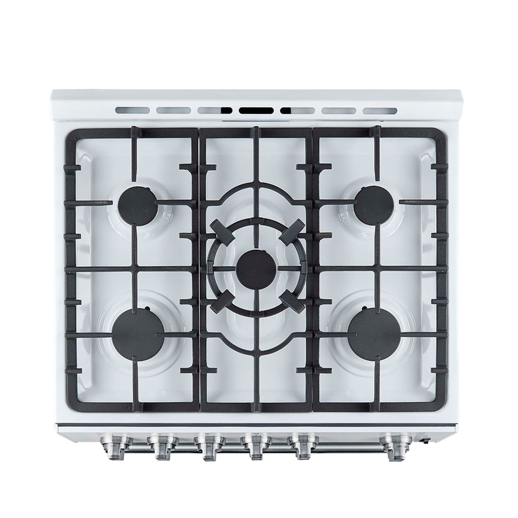 Forno Leonardo Espresso 30-Inch White Gas Range, 5 Burners, 39,500 BTU, 5 cu.ft Convection Oven