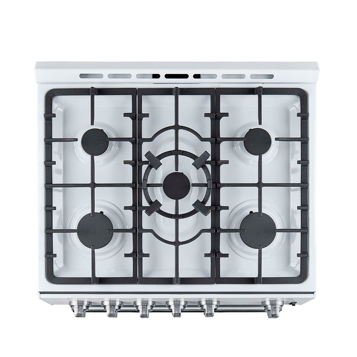 Forno Leonardo Espresso 30-Inch White Gas Range, 5 Burners, 39,500 BTU, 5 cu.ft Convection Oven