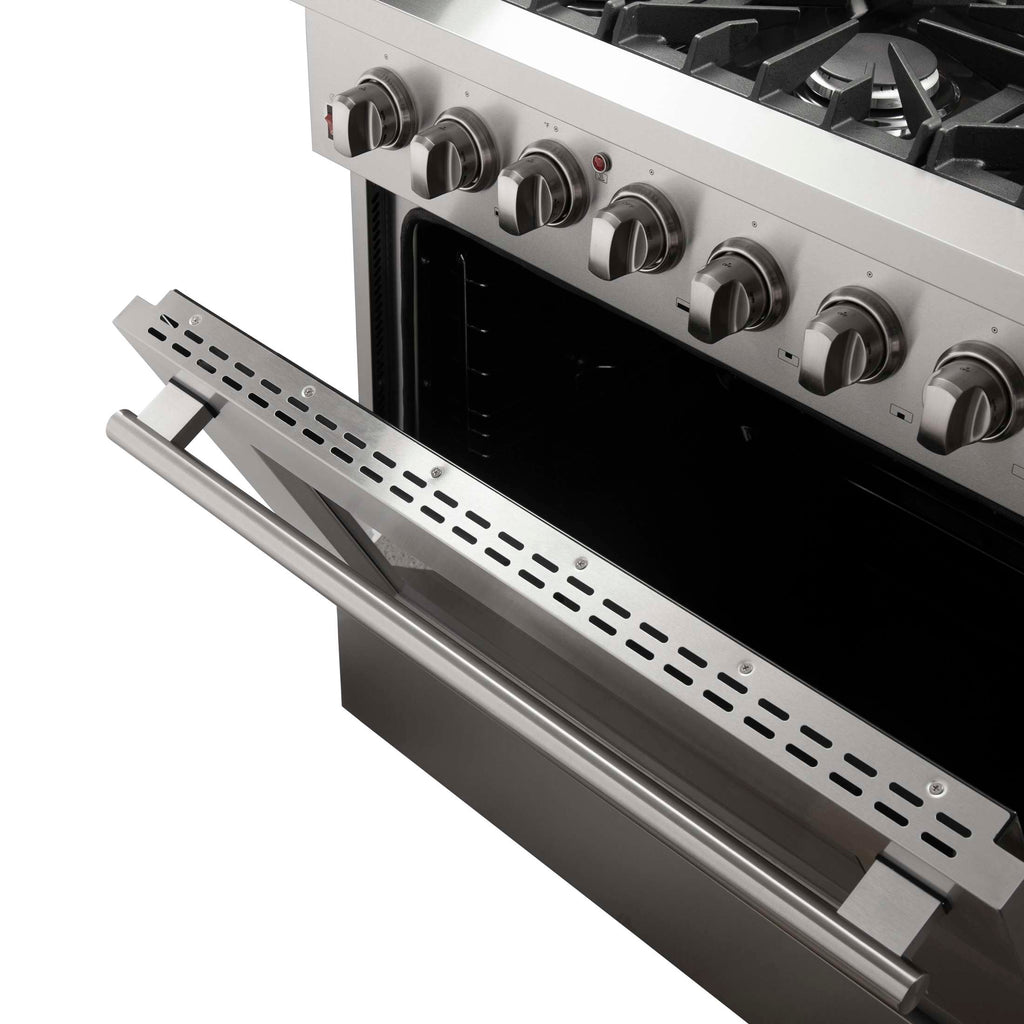 FORNO Premium 3-Piece Kitchen Bundle - Galiano 36" Dual Fuel Range, 36" French Door Refrigerator, 24" Built-In Dishwasher - FBDL-004-02CAUS