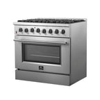 FORNO Premium 3-Piece Kitchen Bundle - Galiano 36" Dual Fuel Range, 36" French Door Refrigerator, 24" Built-In Dishwasher - FBDL-004-02CAUS