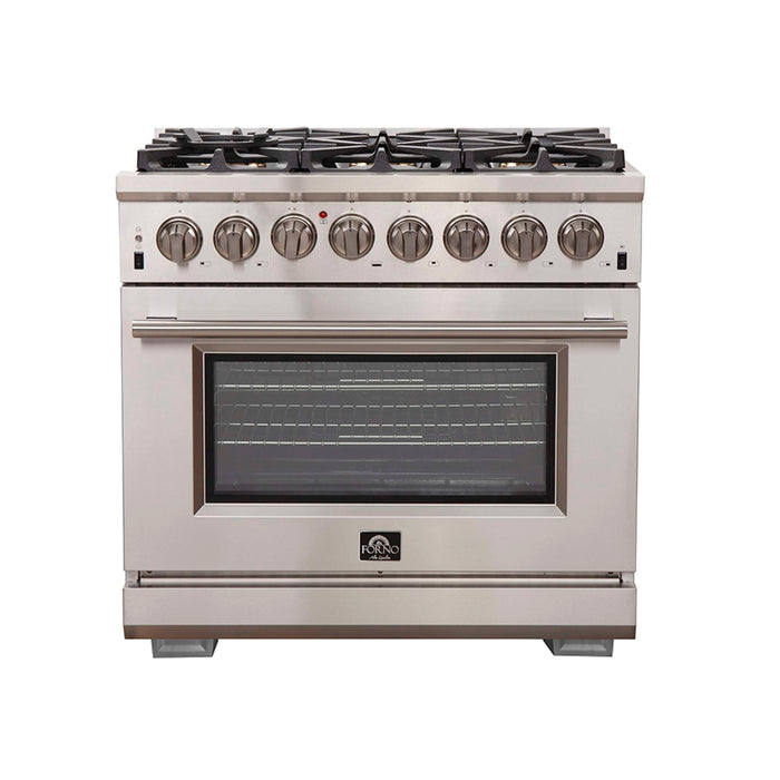 Forno Capriasca 36-Inch Freestanding Dual Fuel Range, 6 Burners, True Convection Oven