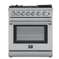 Forno Lazio 30-Inch Freestanding Dual Fuel Range, 5 Burners, True Convection Oven