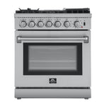 Forno Lazio 30-Inch Freestanding Dual Fuel Range, 5 Burners, True Convection Oven