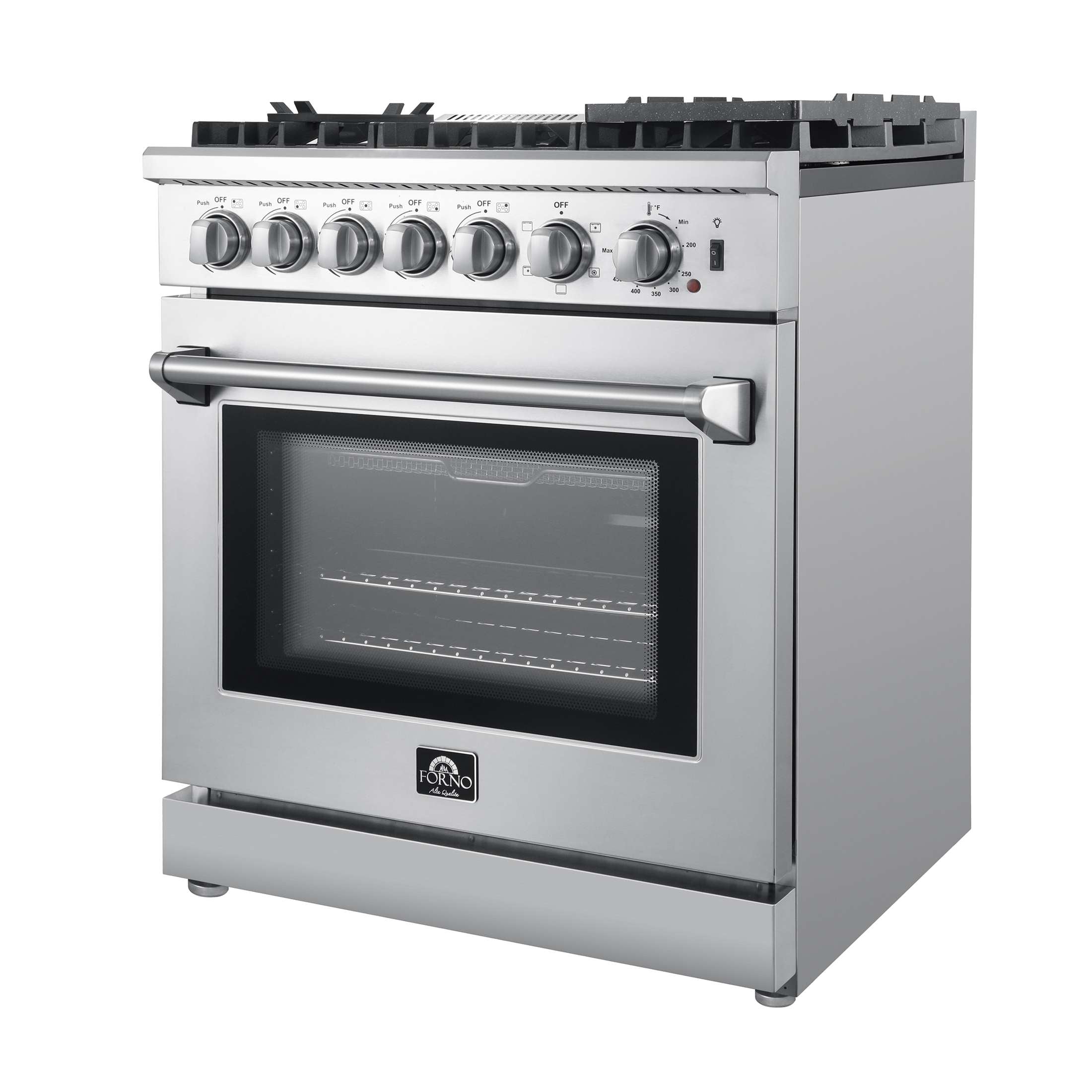 Forno Lazio 30-Inch Freestanding Dual Fuel Range, 5 Burners, True Convection Oven