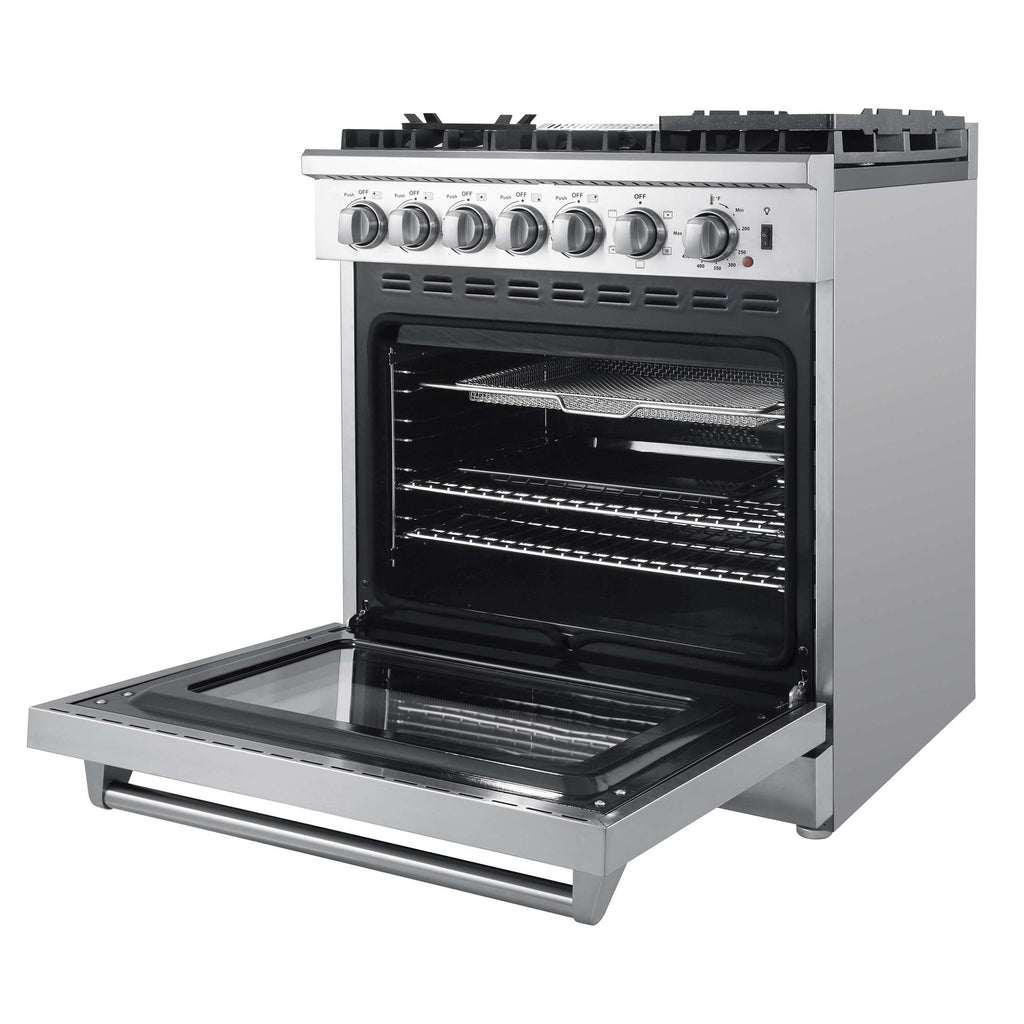 Forno Lazio 30-Inch Freestanding Dual Fuel Range, 5 Burners, True Convection Oven
