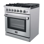 Forno Lazio 30-Inch Freestanding Dual Fuel Range, 5 Burners, True Convection Oven