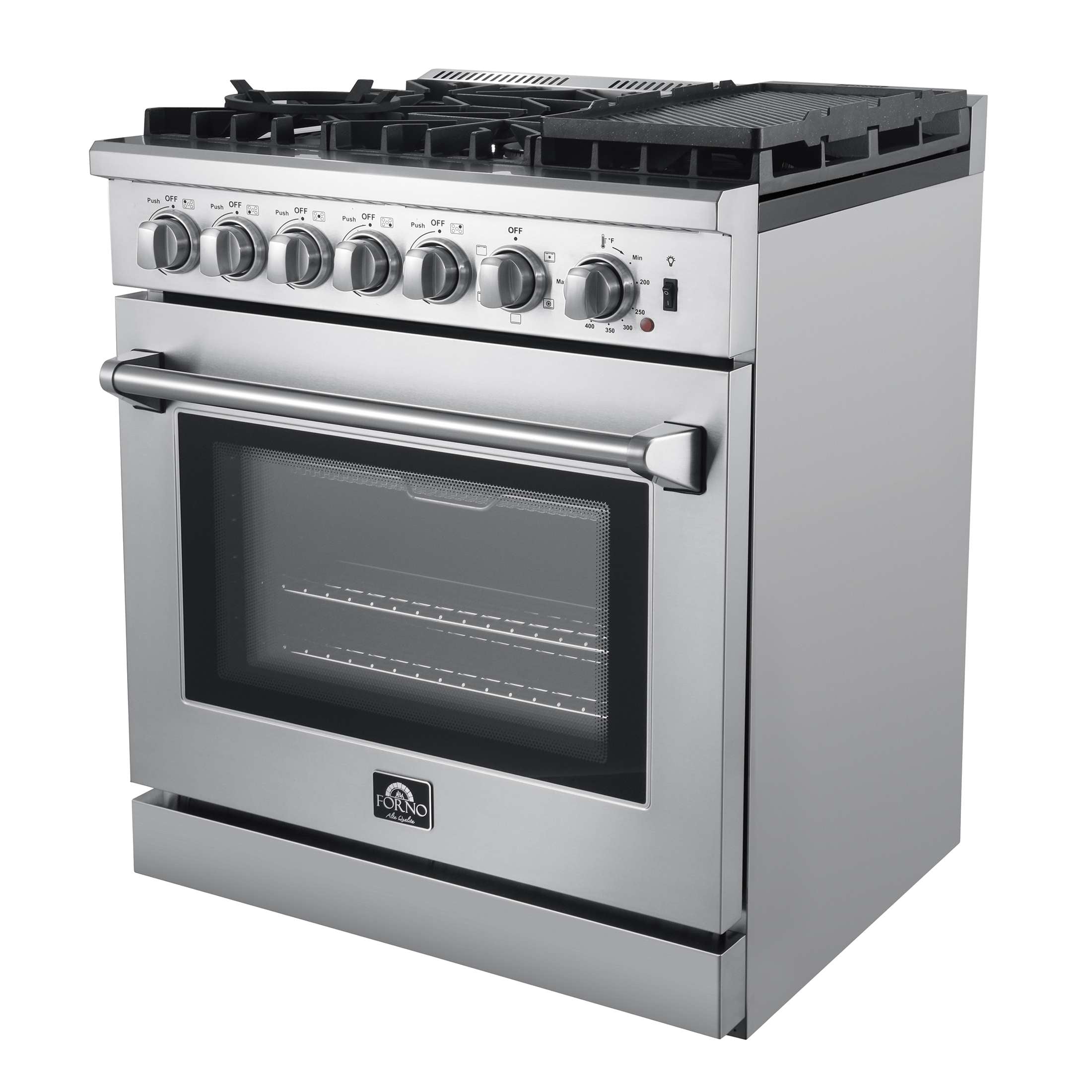 Forno Lazio 30-Inch Freestanding Dual Fuel Range, 5 Burners, True Convection Oven