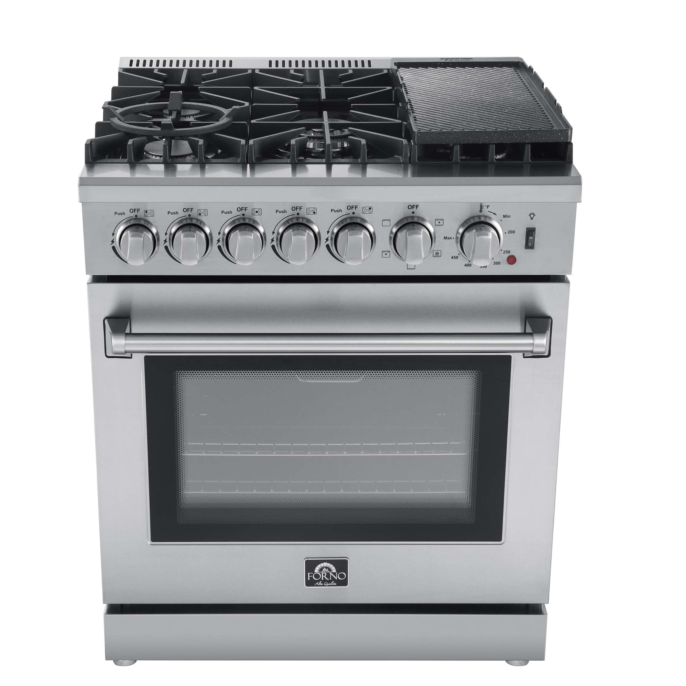 Forno Lazio 30-Inch Freestanding Dual Fuel Range, 5 Burners, True Convection Oven