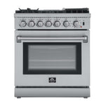 Forno Lazio 30-Inch Freestanding Dual Fuel Range, 5 Burners, True Convection Oven