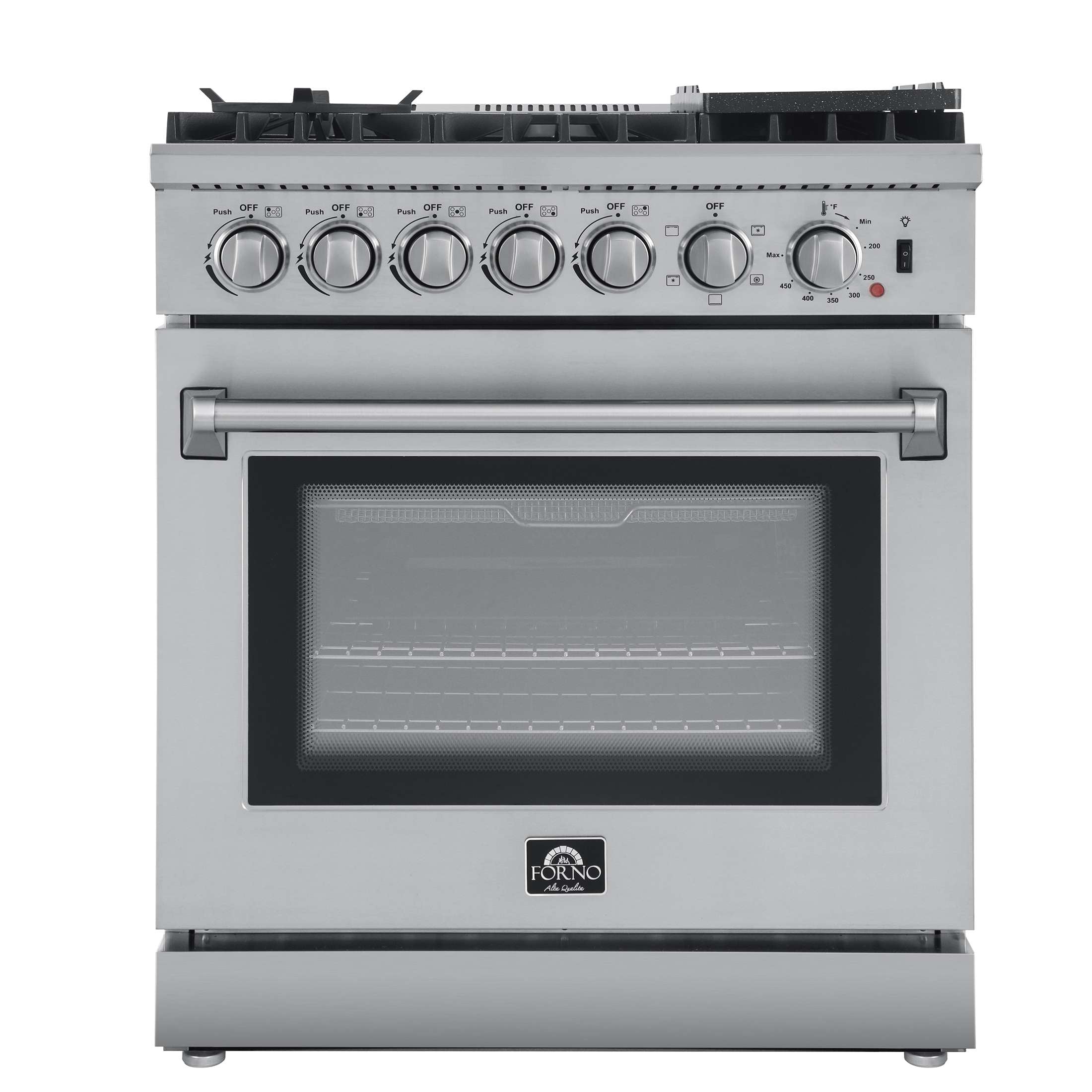 Forno Lazio 30-Inch Freestanding Dual Fuel Range, 5 Burners, True Convection Oven