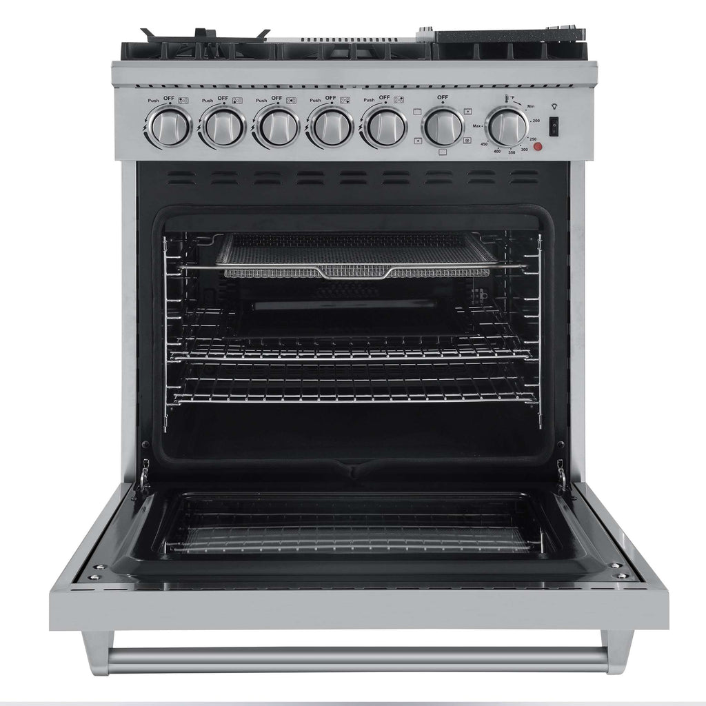 Forno Lazio 30-Inch Freestanding Dual Fuel Range, 5 Burners, True Convection Oven